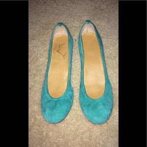 Teal Suade Ballet Flats (size 6)
