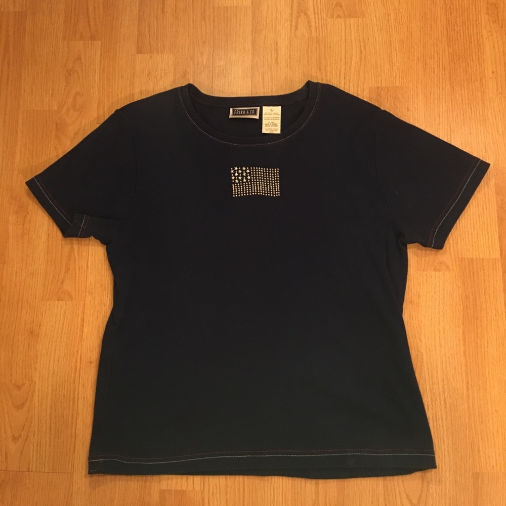 Women's Dark Blue American Flag Tee