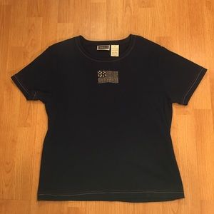 Women's Dark Blue American Flag Tee