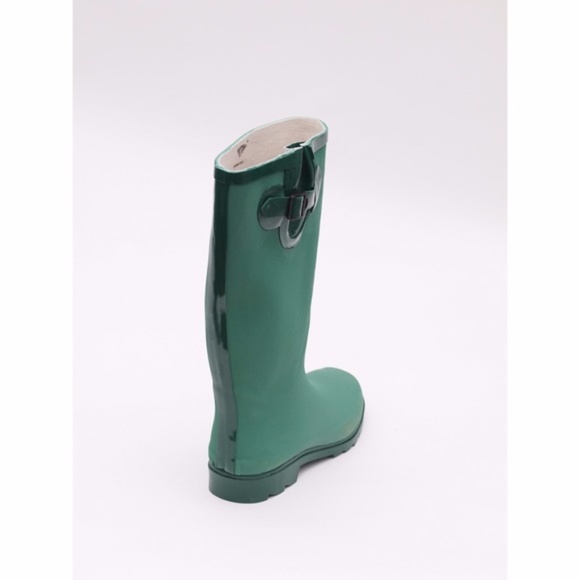 Women's Green Rubber Rain Boots 14" Tall Wellies - Picture 2 of 3