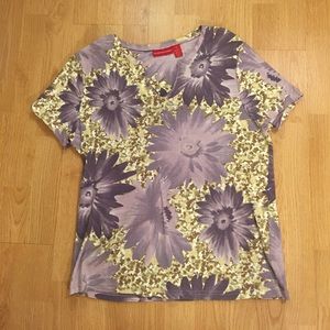 PURPLE FLORAL WOMEN'S T-SHIRT/BLOUSE