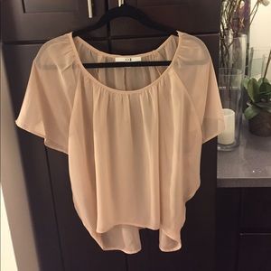 Sheer taupe tan blouse