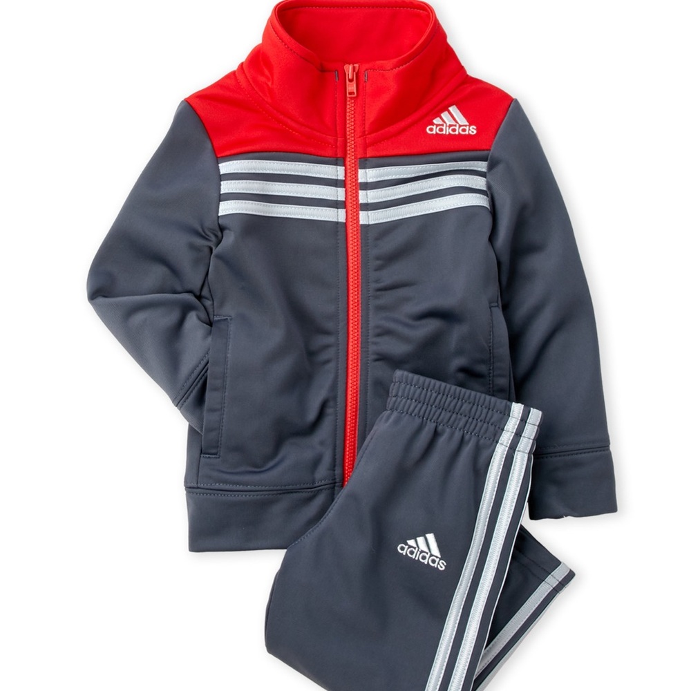 Toddlers red and grey tracksuit