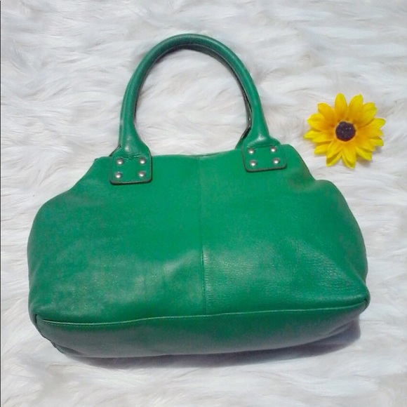 Gap Pebbled Easter Spring Summer Pastel Green Leather Riveted Handbag Purse - Picture 4 of 5