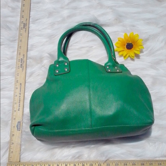Gap Pebbled Easter Spring Summer Pastel Green Leather Riveted Handbag Purse - Picture 2 of 5