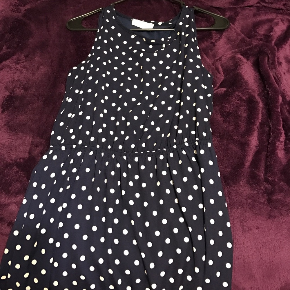 Navy blue polkadot dress