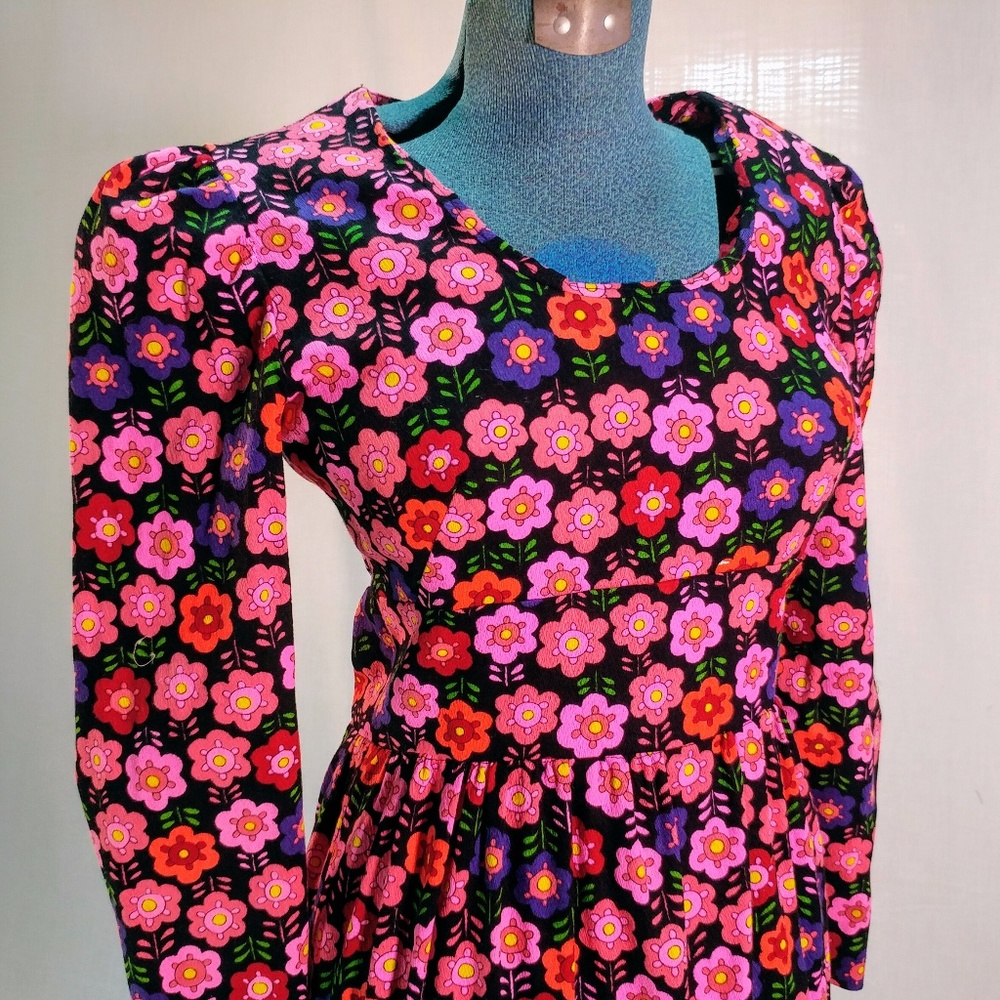 Vintage 1970s handmade pink flower maxi dress
