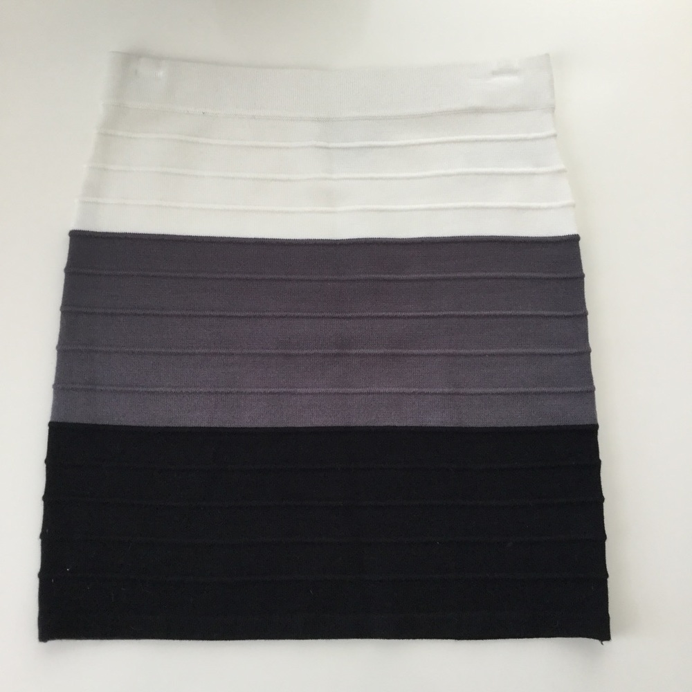Forever 21 Cream/Gray/Black Striped Skirt