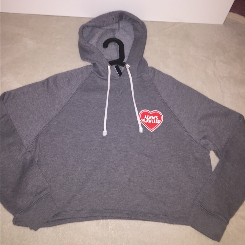 grey pullover cropped hoodie from h&m