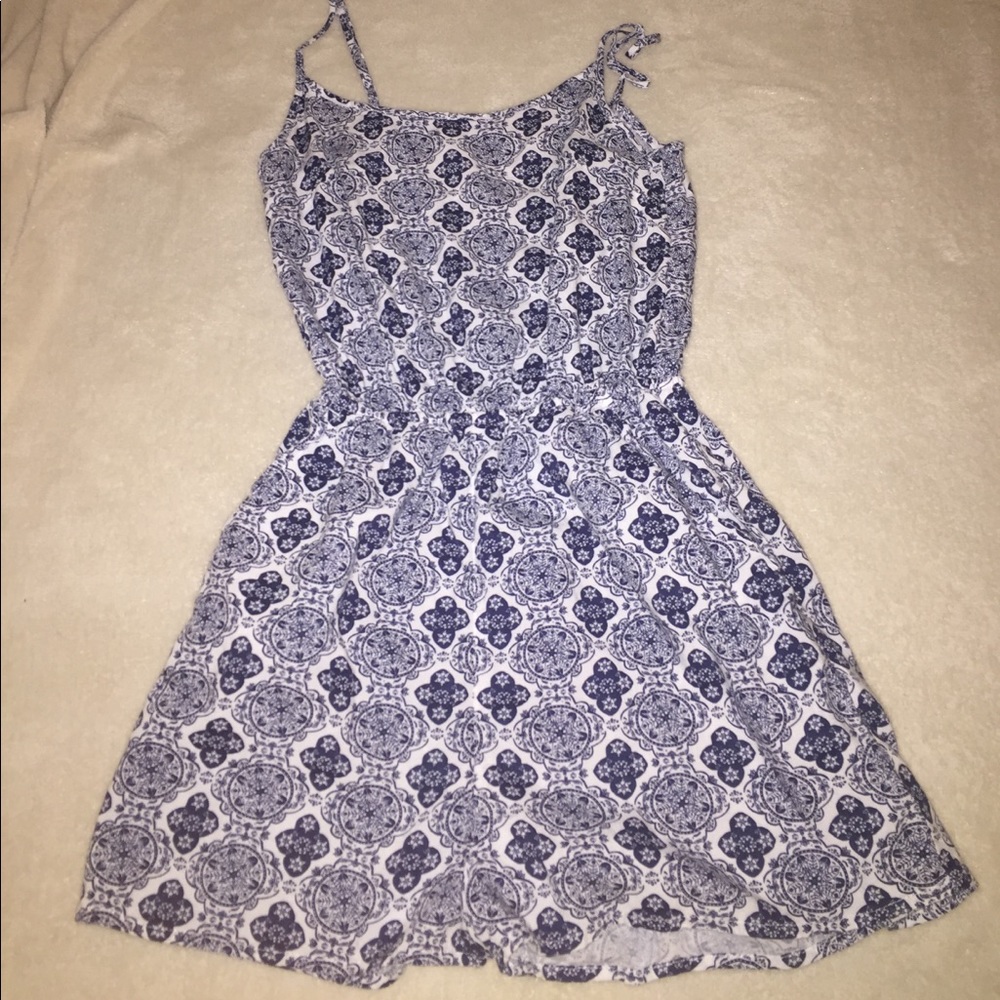 Blue and white romper