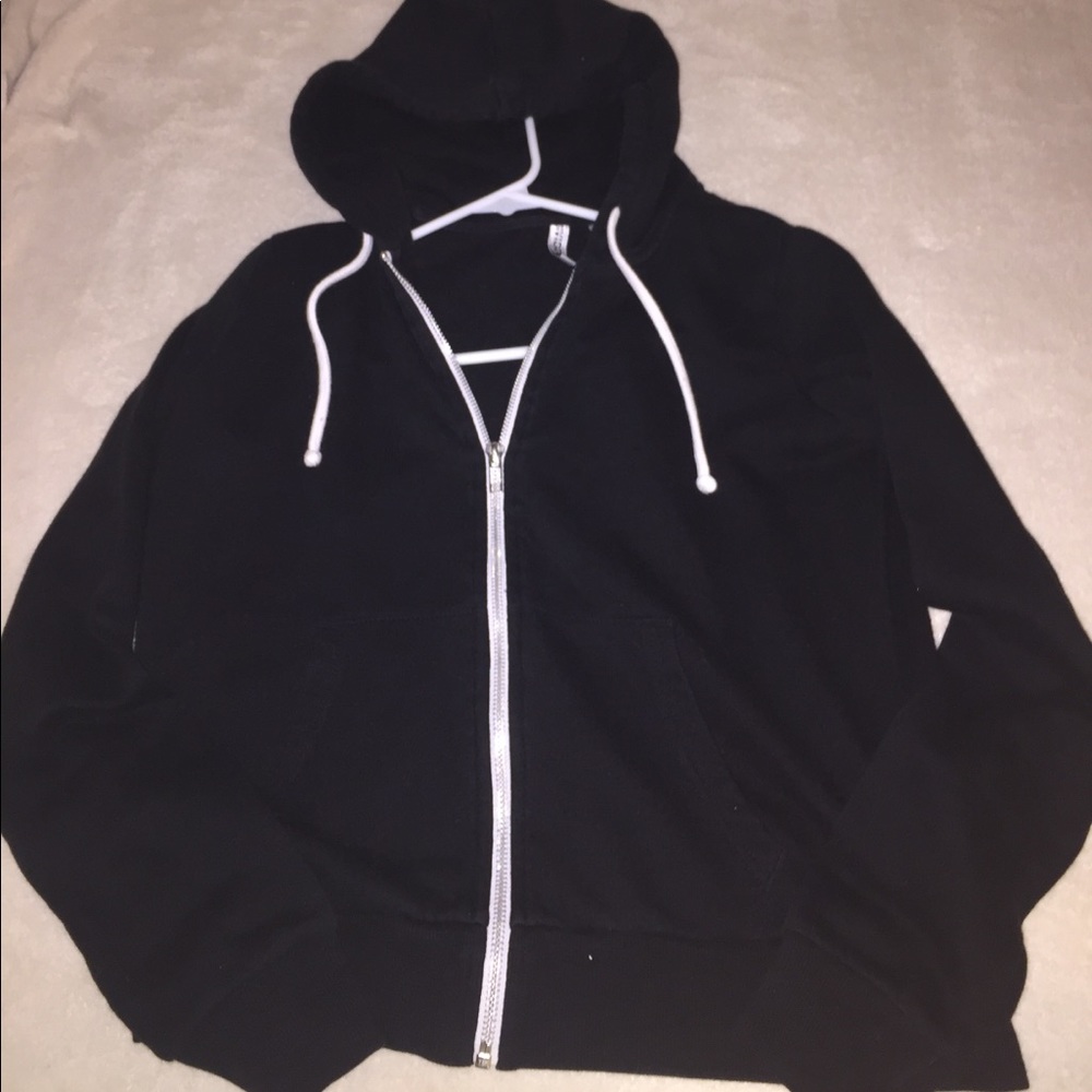 black zip up jacket with hood