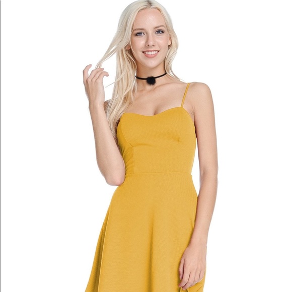 veveret Dresses & Skirts - Mustard A-Line Skater Cami Sleeveless Dress