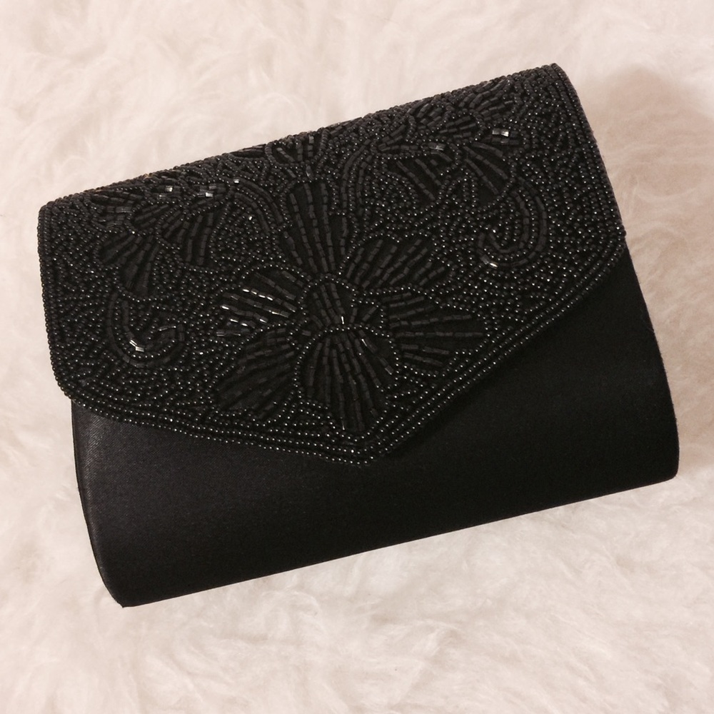 La Regaie Black Beaded Evening Purse