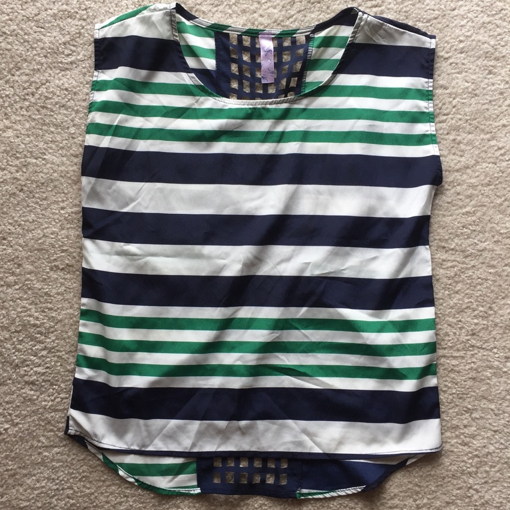 Francesca's Alya Striped Shirt w/ Cutout Back