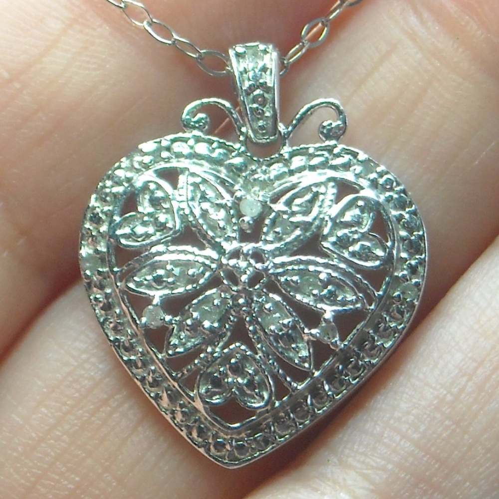 NWT Natural Diamond Pendant with 18' Chain