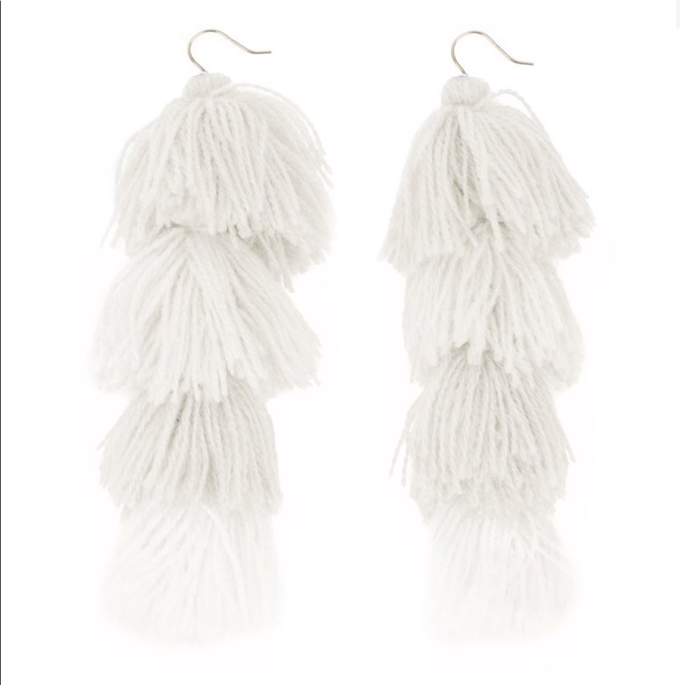 *RESERVED* White Misa Fringe Earrings