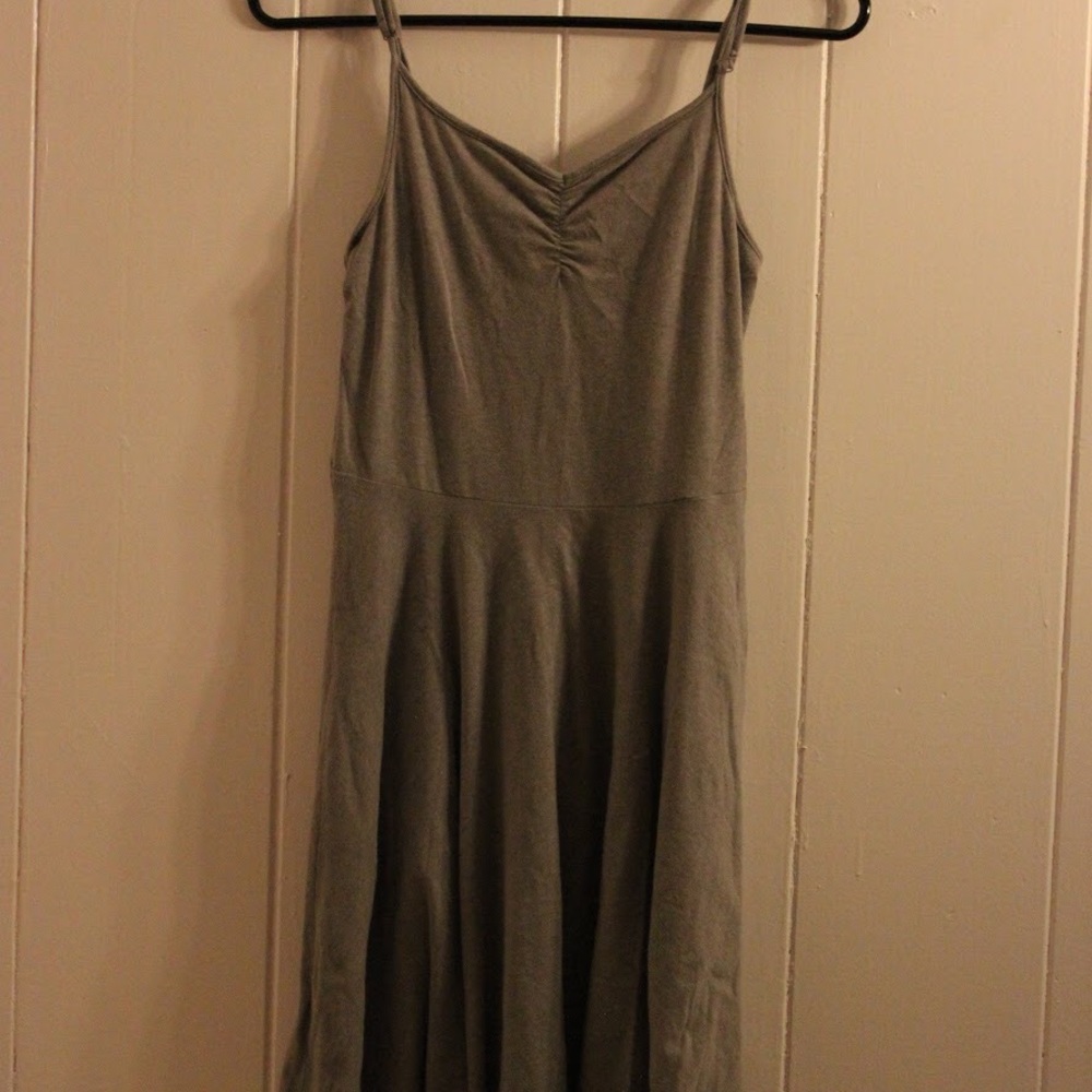 grey spaghetti strap dress