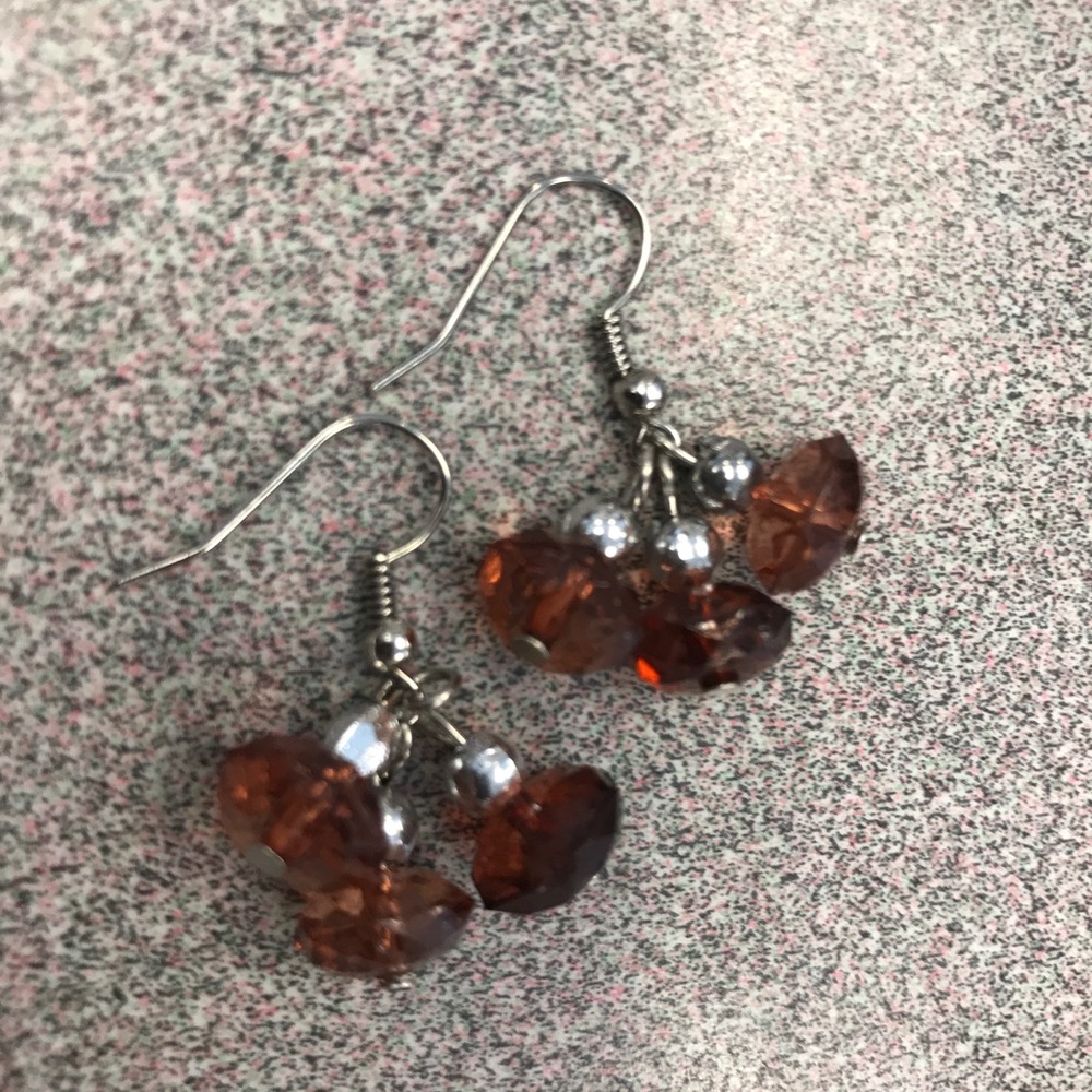 💗 Brown Crystal Silver Earrings NEW