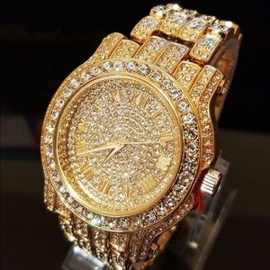 14K Gold plated iced out watch