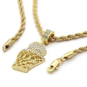 14k gold plated basketball necklace