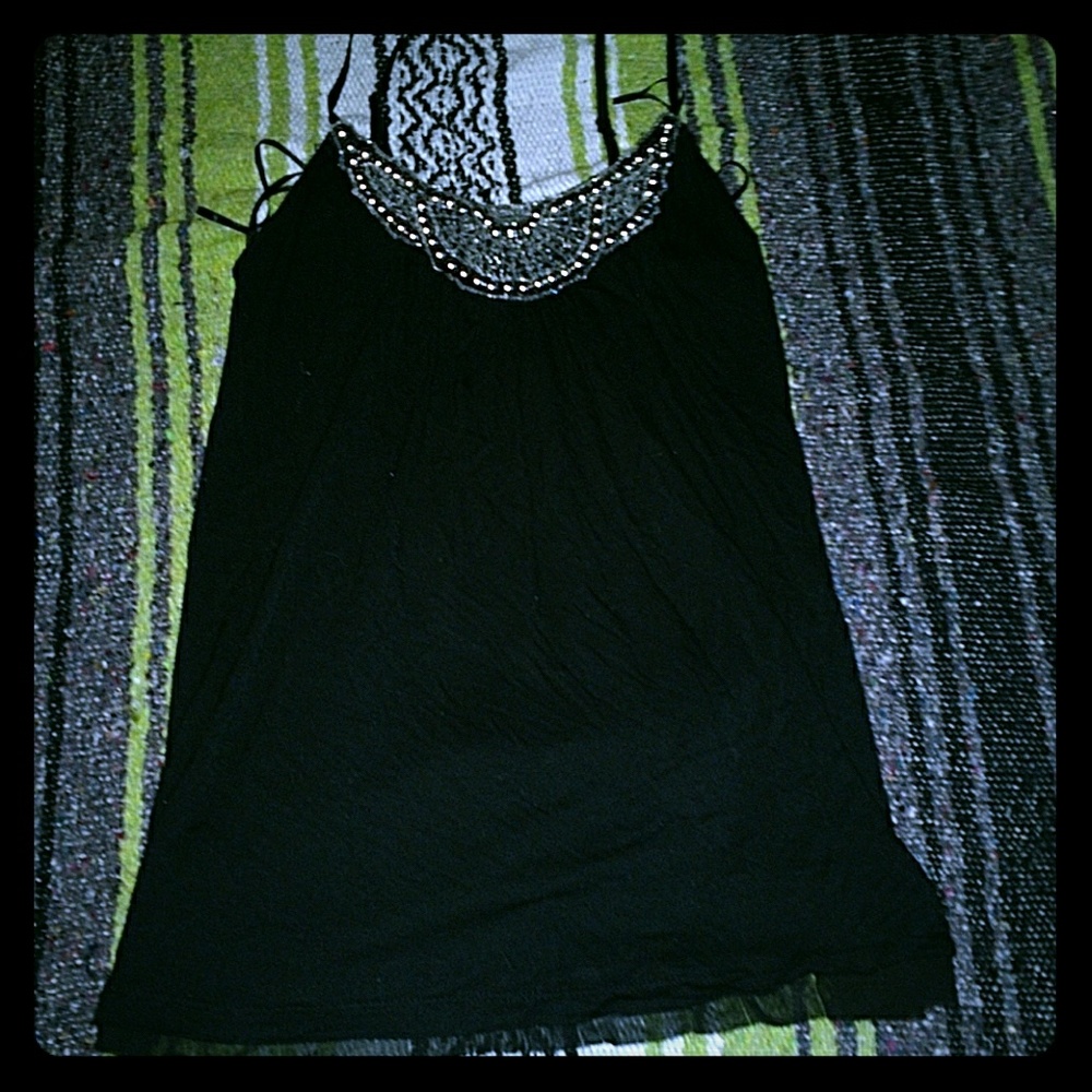 Beaded black tank