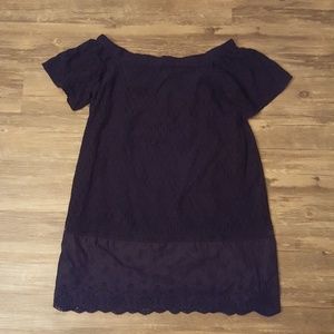 LOFT Navy Eyelet Dress sz M