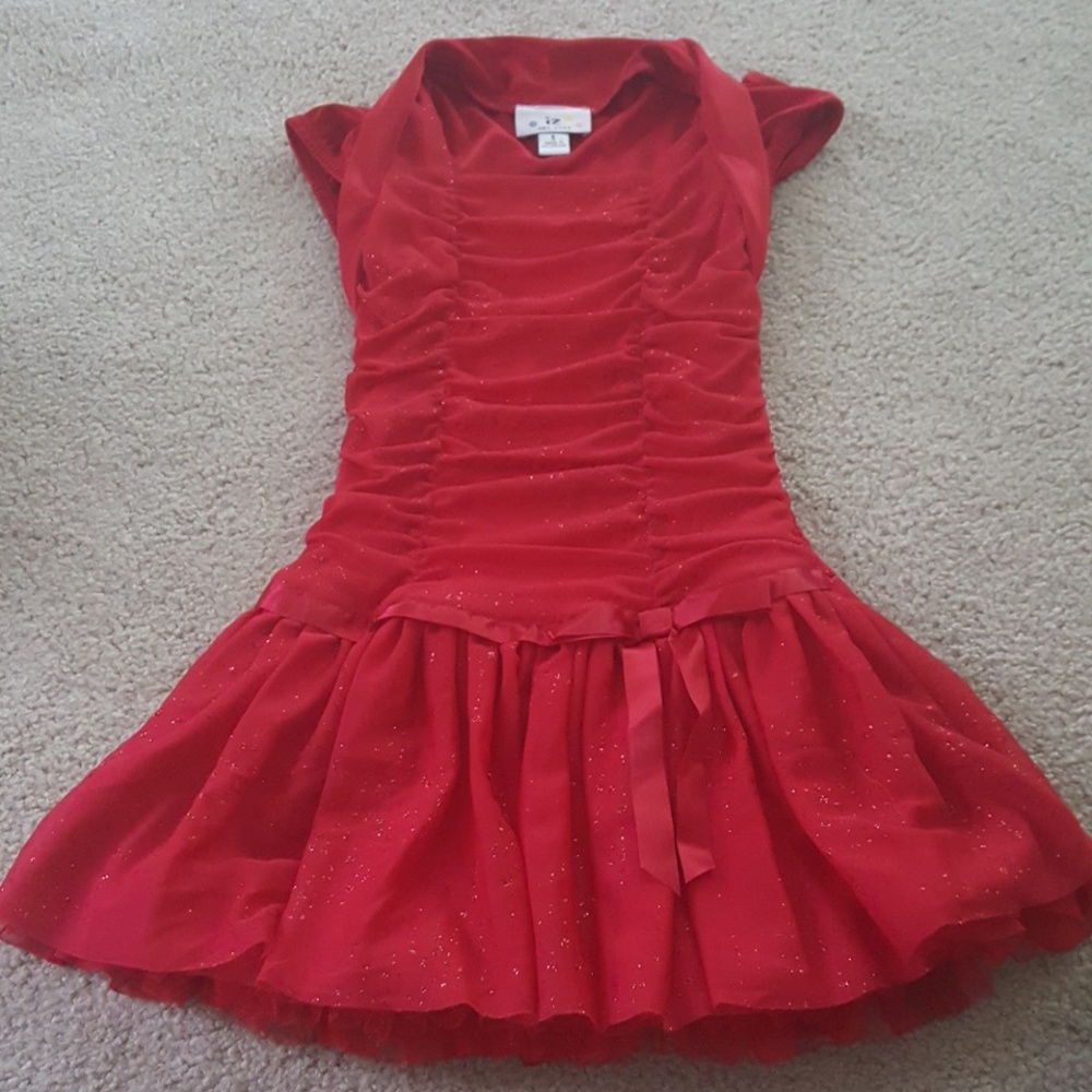 Girls red glittery gown