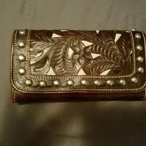 American West "Prairie Rose" Tooled Leather Wallet