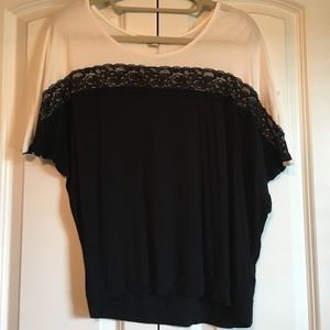 White and Black top with lace