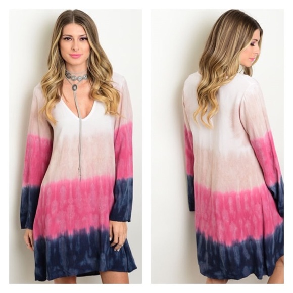💥⚡️ BIG BLOWOUT⚡️💥Magenta & Navy Flow Dress - Picture 2 of 2