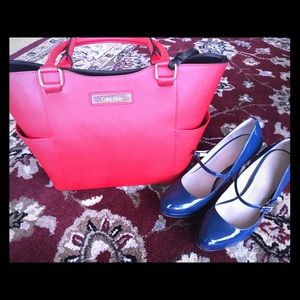 CK Calvin Klein red handbag purse bag medium