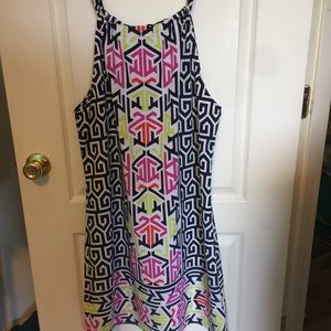 Geometric Pattern Halter Neck Dress