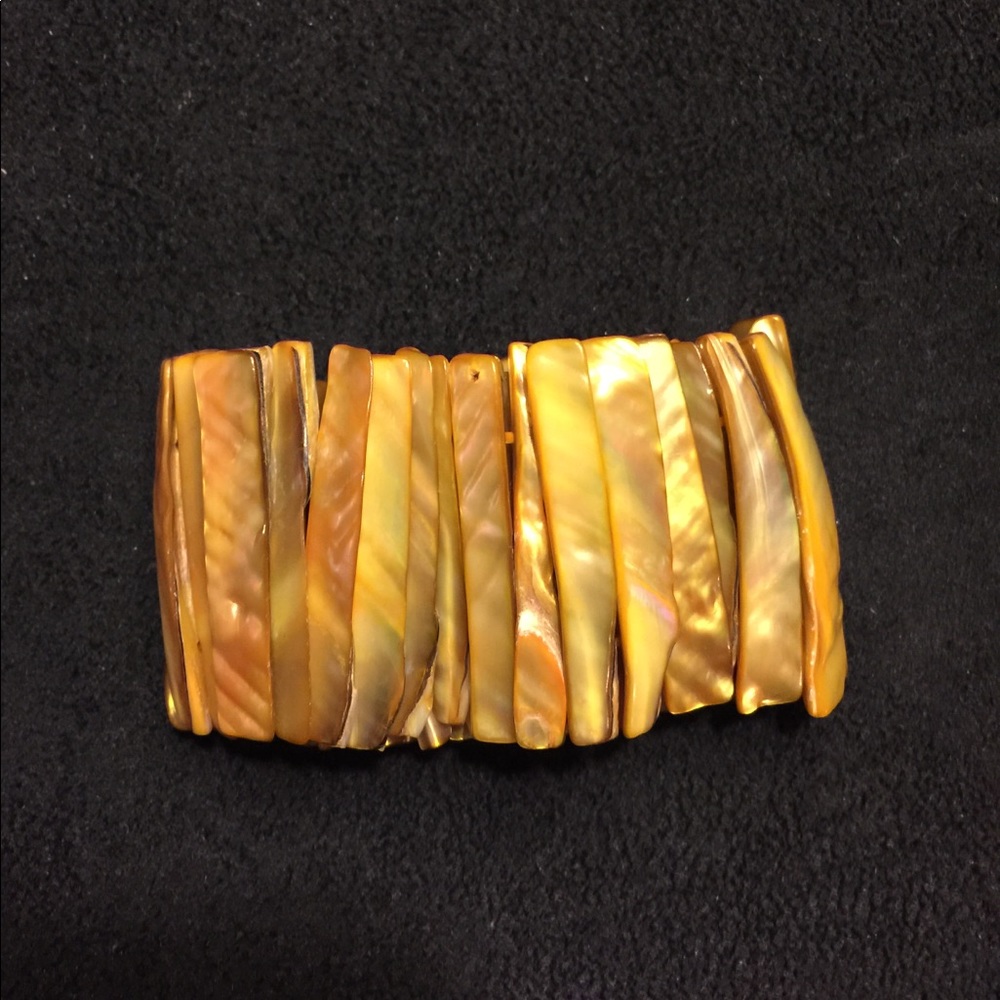 Mother of pearl stretch cuff bracelet