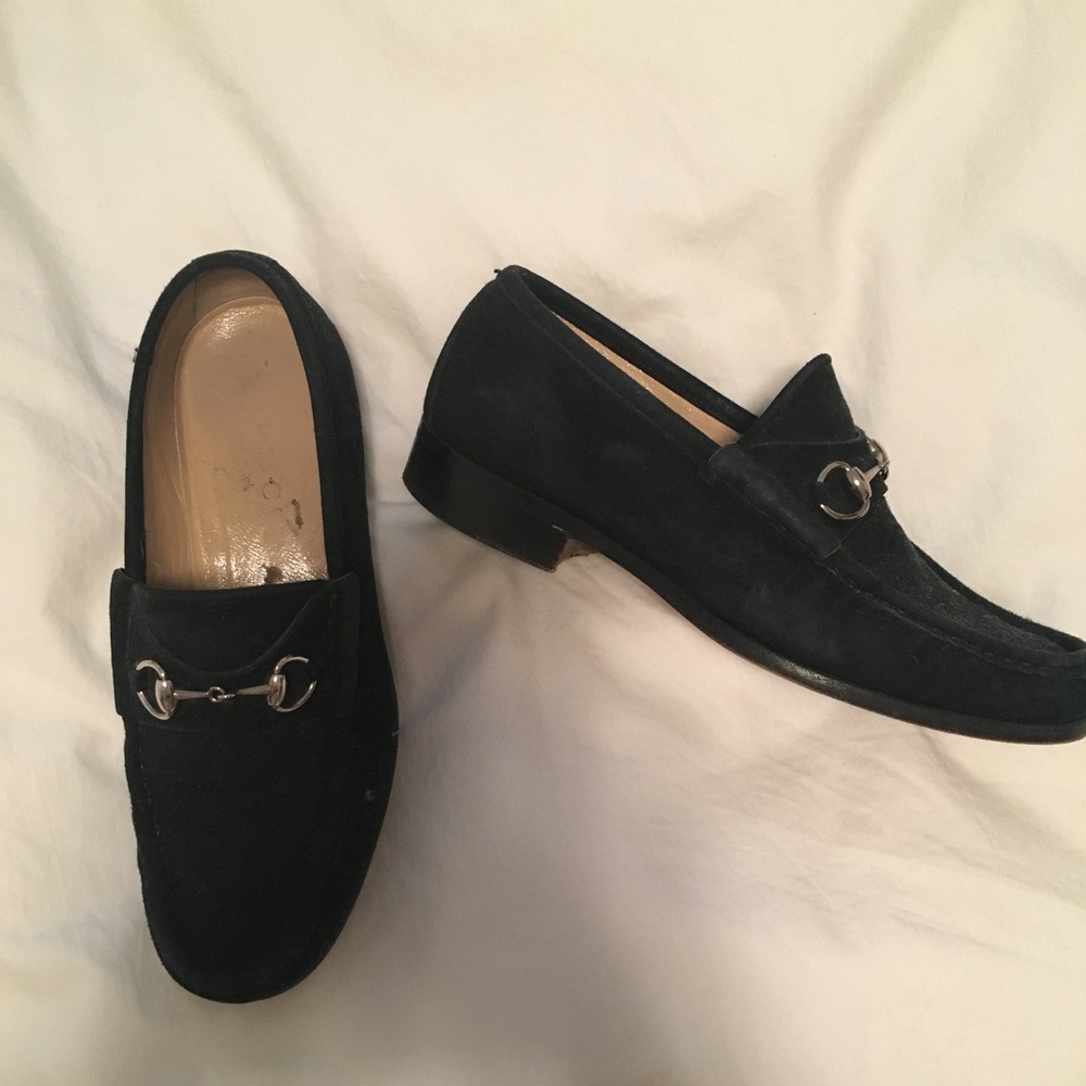 Vintage Black Suede Gucci Loafers