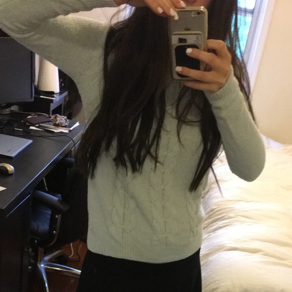 J crew cable scoopneck sweater X-Small mint green - Picture 6 of 6