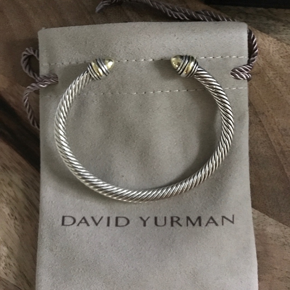 Cable classic bracelet with gold domes, Sz m