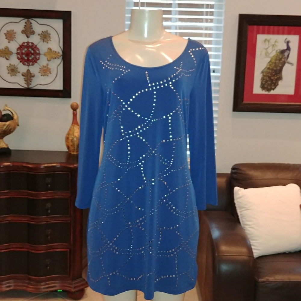 Dark teal and silver tunic mini M