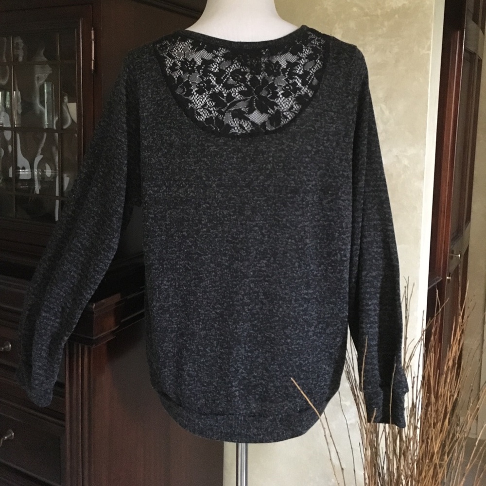 Zena charcoal sweater w/ lace back panel