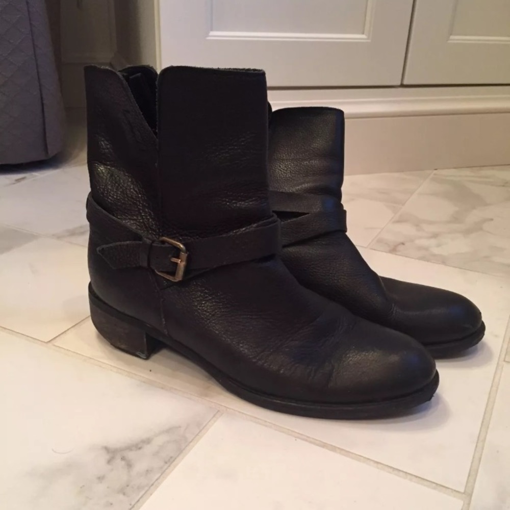 JCREW black leather booties sz 7