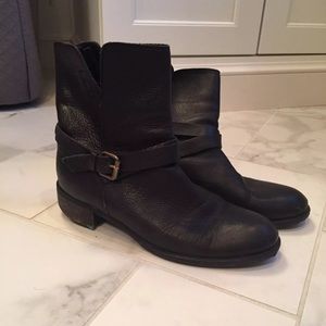 JCREW black leather booties sz 7