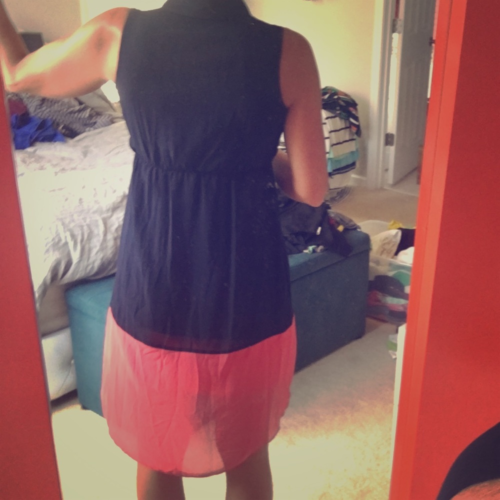 Block color button up colored dress