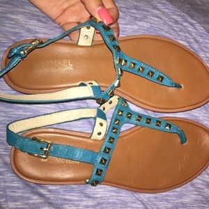 Michael Kors Teal With Gold Studs Sandal