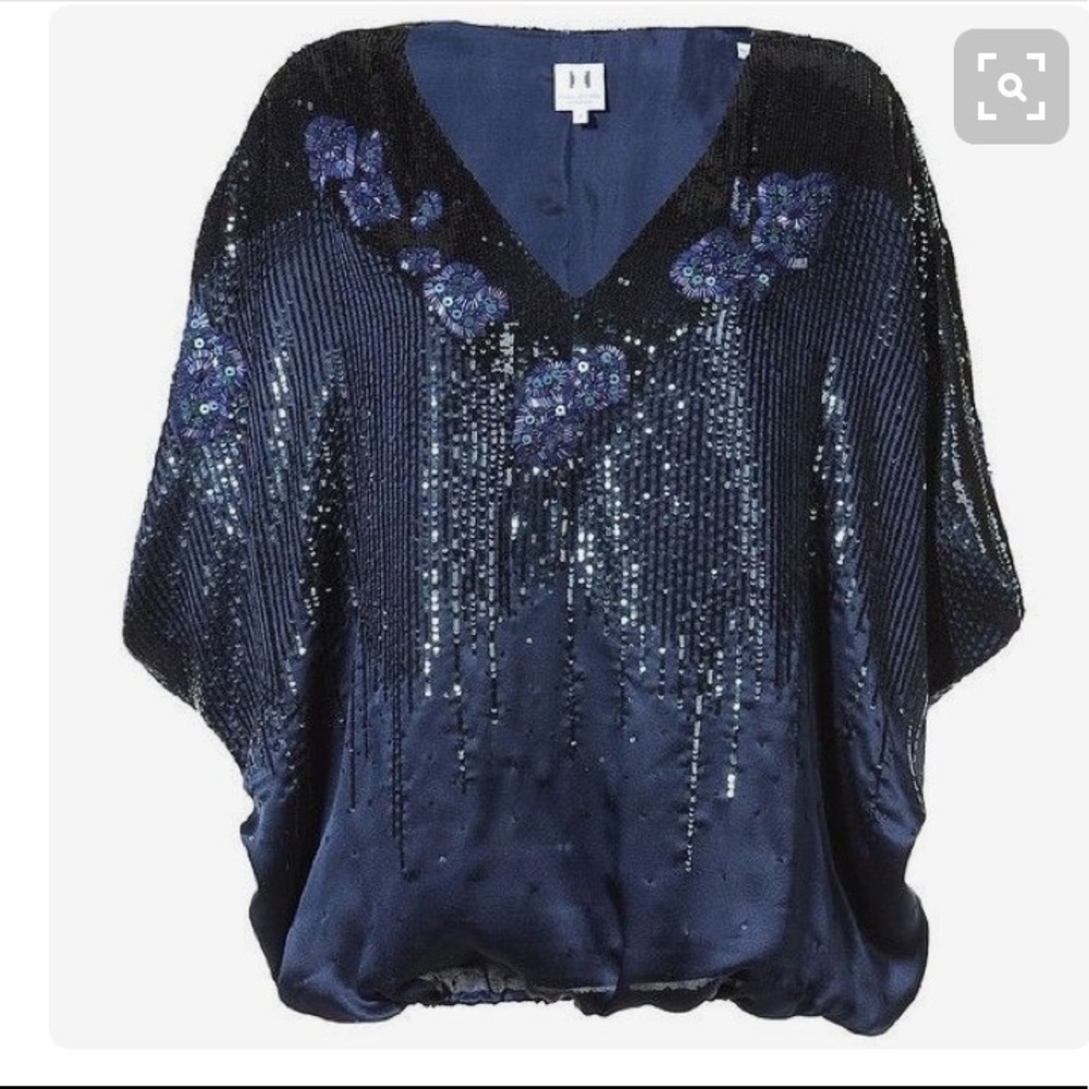 Halston Heritage Sapphire Sequin Top