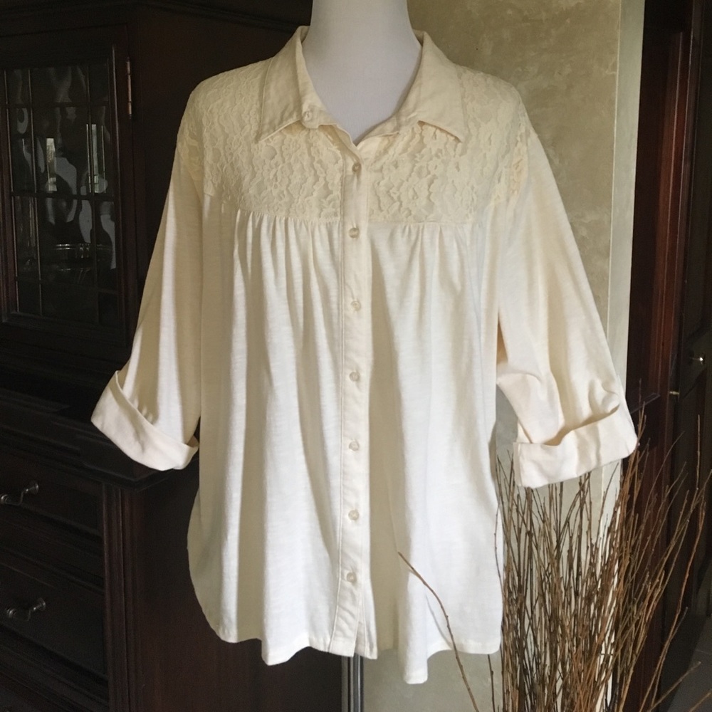 Jasonmaxwell cream button down with lace