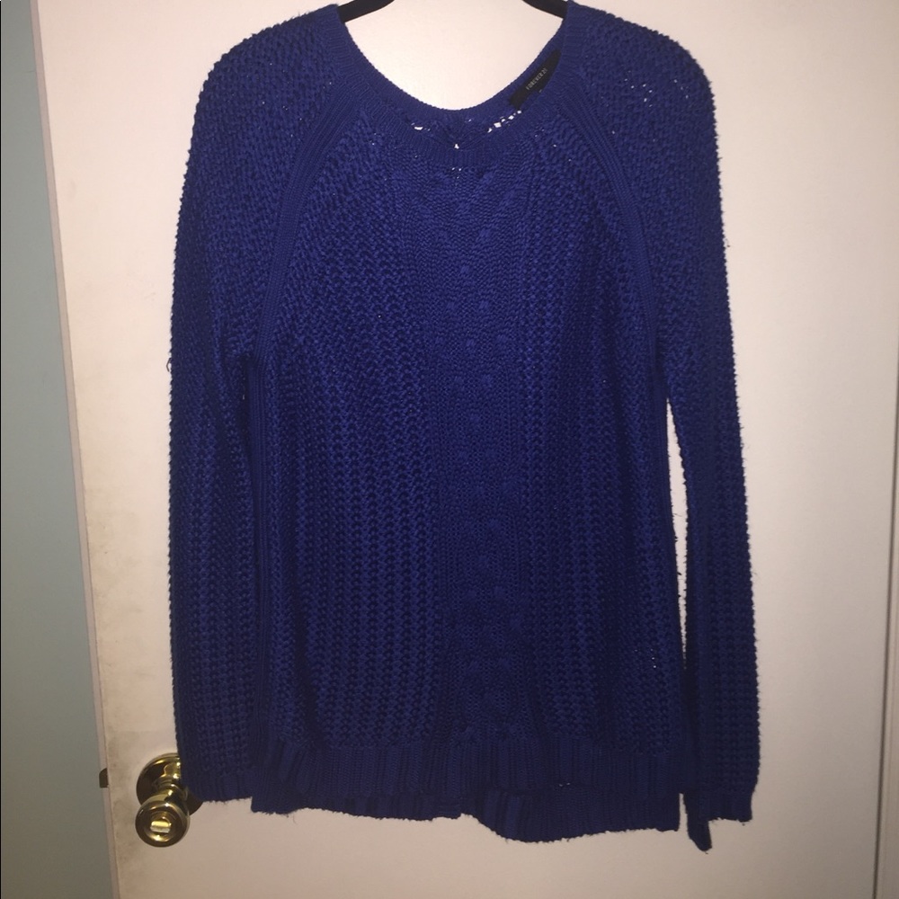 Blue oversized sweater with button back