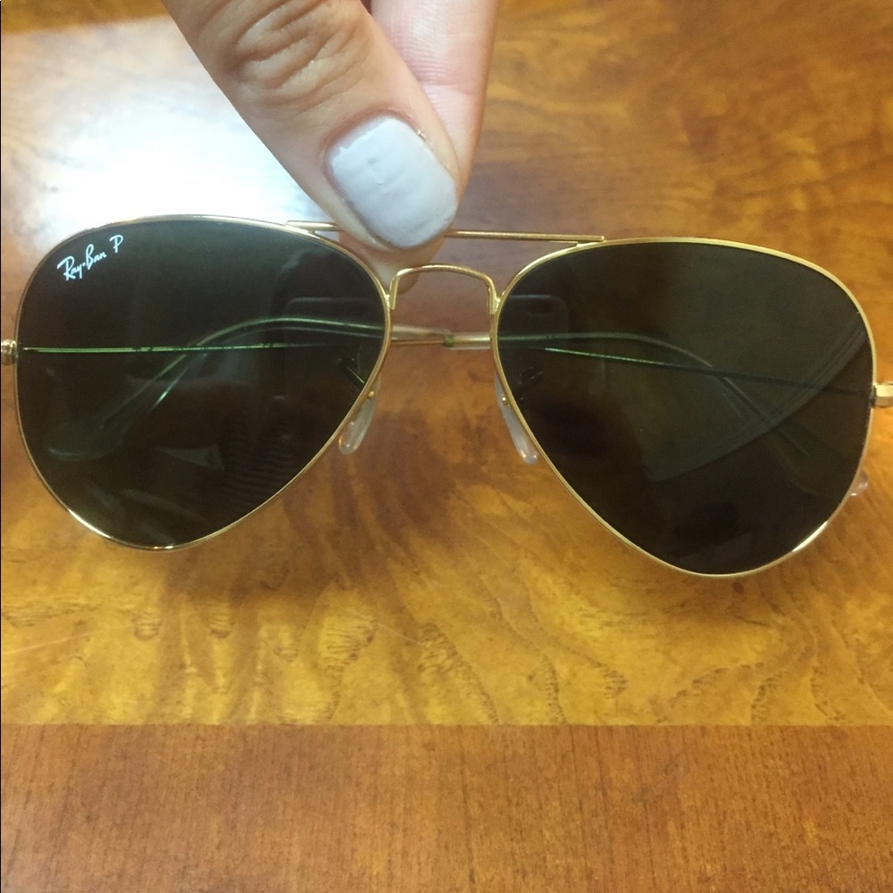 Ray-ban Small Black and Gold Polarized Aviators