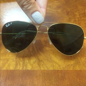 Ray-ban Small Black and Gold Polarized Aviators