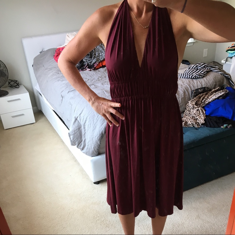 Backless maroon halter