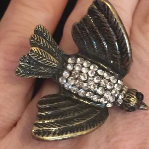 Brass Metallic bird ring with Gems