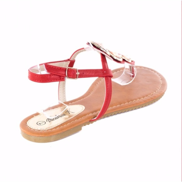 Women Thong Slingback Red Sandals S-1960A - Picture 4 of 4